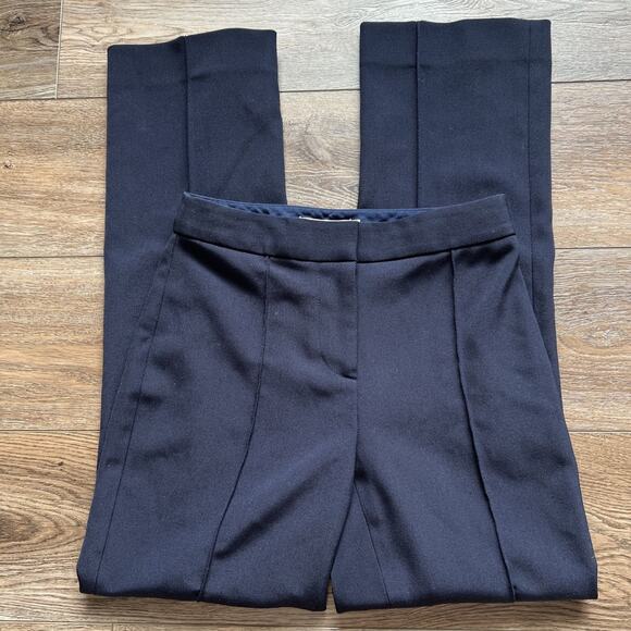 Tory Burch Pants Womens 2 Navy Blue Wool Blend Seam Detail No Pockets Career - Picture 12 of 12